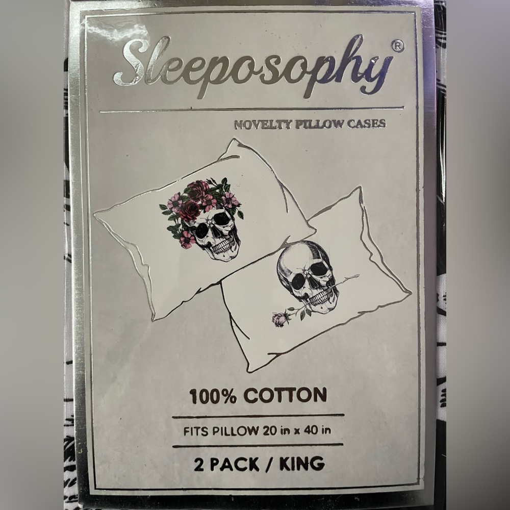 Sleeposophy King Size Skull His/Her Pillowcases